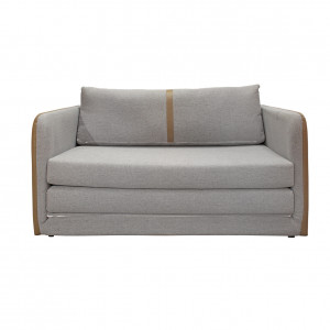 Canapé déplimousse convertible 120x190cm en tissu gris chiné gris et simili marron avec coussin - ENZIO