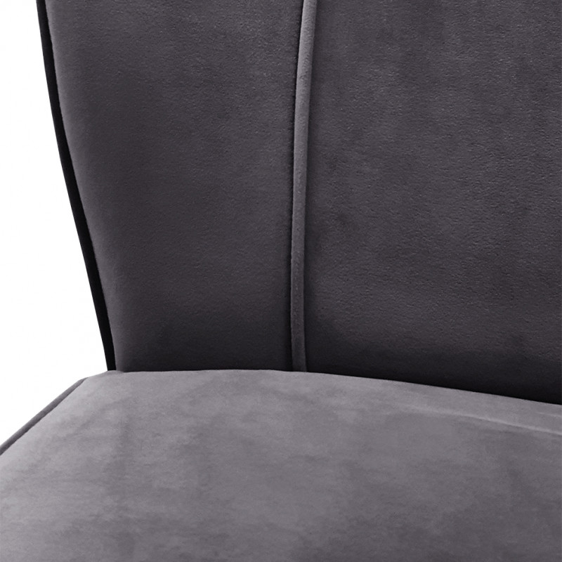 Petit fauteuil bas structure en bois de pin et panneaux de particules tissu effet velours gris et piètement en bois - KARLA
