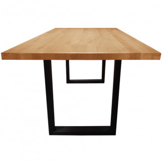 Table de repas plateau en chêne massif et piètement en métal noir 180 x 90 cm - FANY