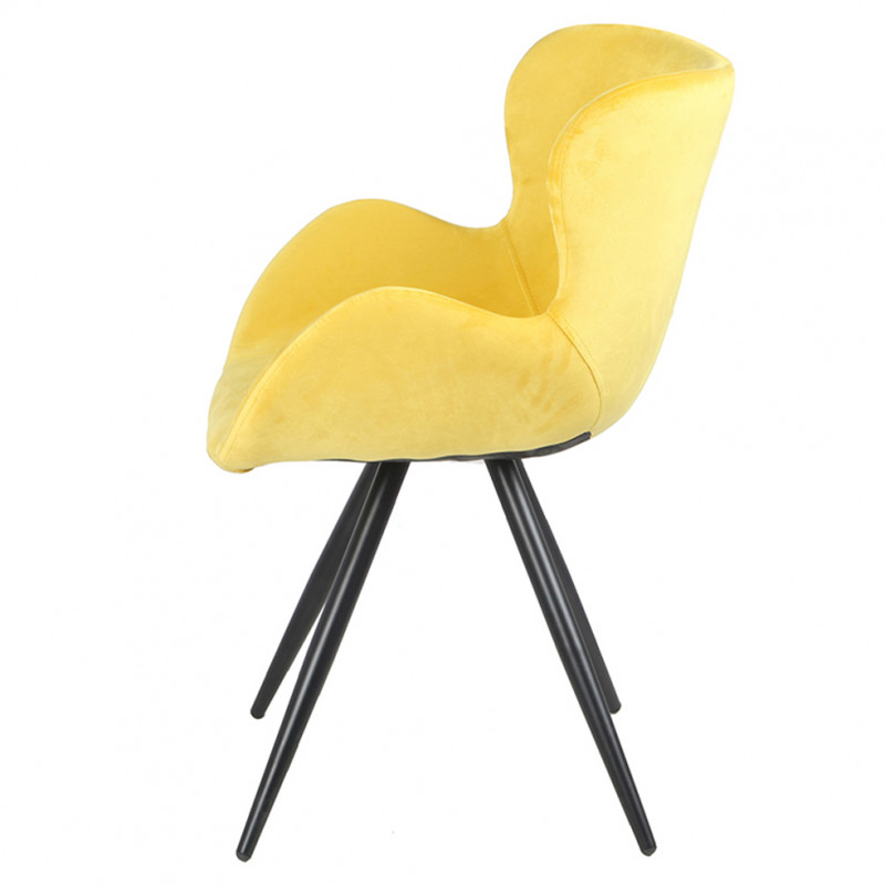 Lot de 2 chaises style scandinave velours jaune et métal noir - LOTUS