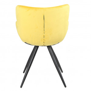 Lot de 2 chaises style scandinave velours jaune et métal noir - LOTUS