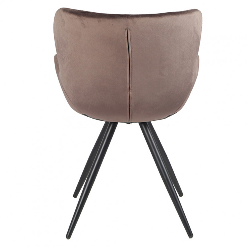 Lot de 2 chaises style scandinave velours marron et métal noir - LOTUS