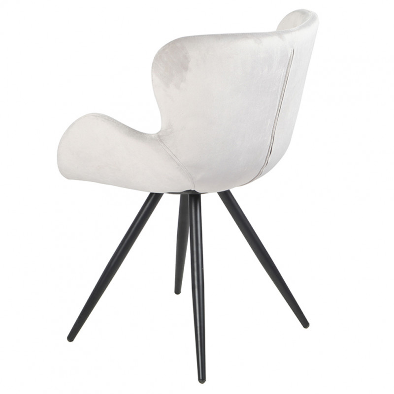Lot de 2 chaises style scandinave velours gris et métal noir - LOTUS