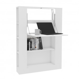 Bibliothèque / bureau multifonction blanc avec 8 étagères - ESCUELA