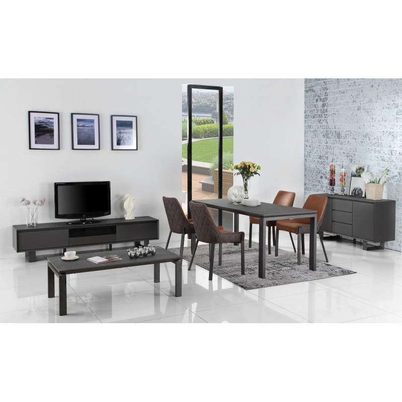 Buffet plateau céramique gris anthracite 2 portes 3 tiroirs - CERAMIK