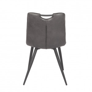 Lot de 2 chaises aspect simili noir vieilli vintage piétement métal - design industriel rétro - MUSE