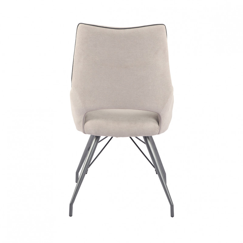 Lot 2 chaises en tissu beige avec passepoil pied métal noir - ANAÏS