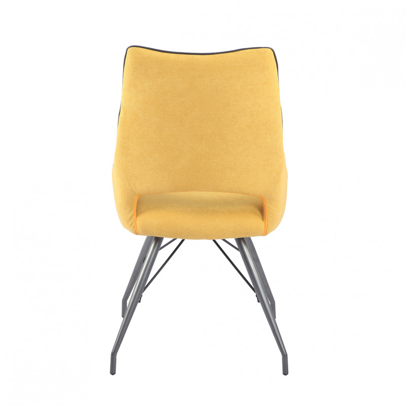 Lot 2 chaises en tissu jaune avec passepoil pied métal noir - ANAÏS