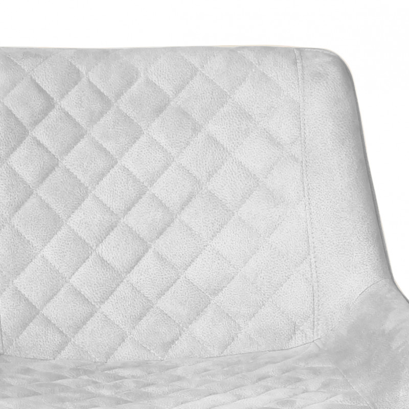 Lot de 2 tabourets tissu gris clair doux avec pieds métal - MANHATTAN