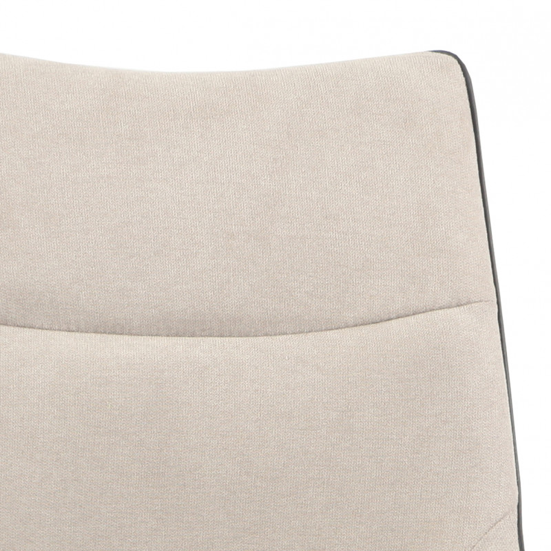 Lot 2 chaises en tissu beige avec passepoil pied métal noir - ANAÏS