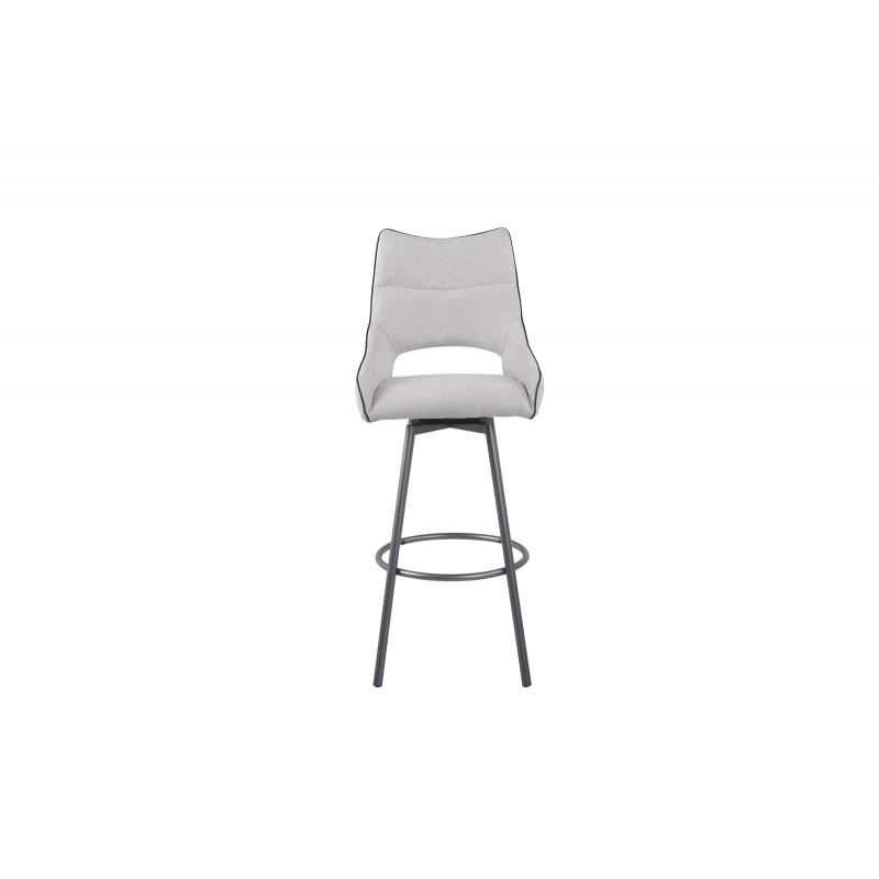Lot de 2 chaises hautes de bar en tissu gris clair - ROY