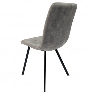 Lot de 2 chaises capitonnées en velours gris clair avec piètement en métal noir - NAMI