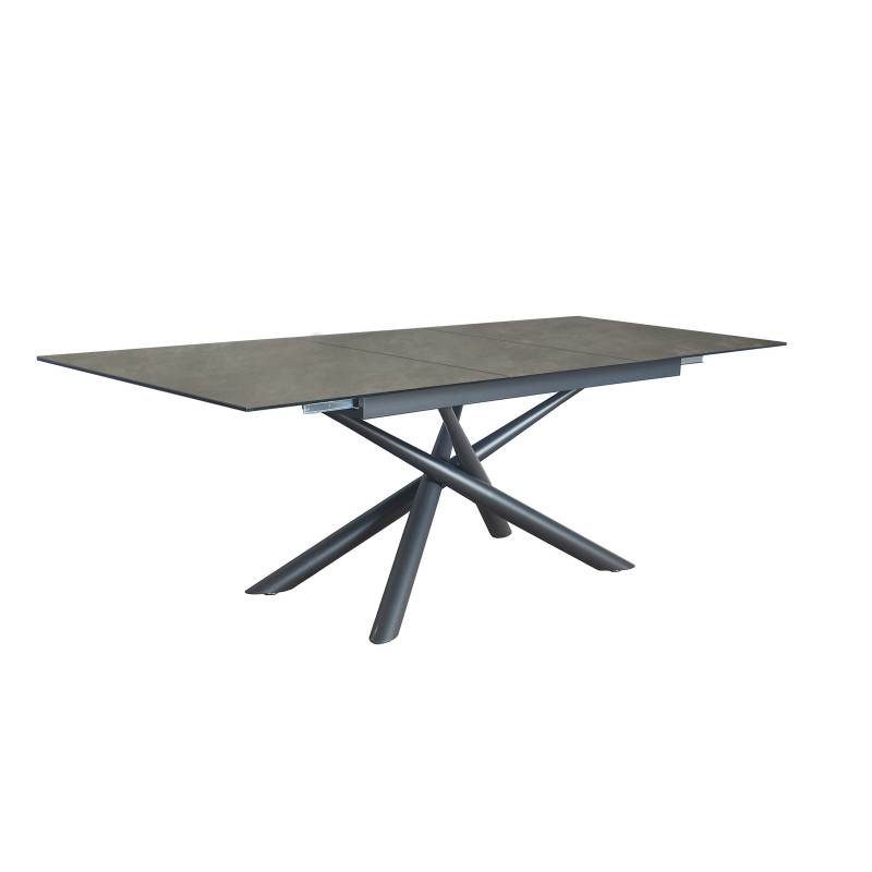 Table repas extensible 160 à 200 cm plateau céramique gris - SPLENDIDE