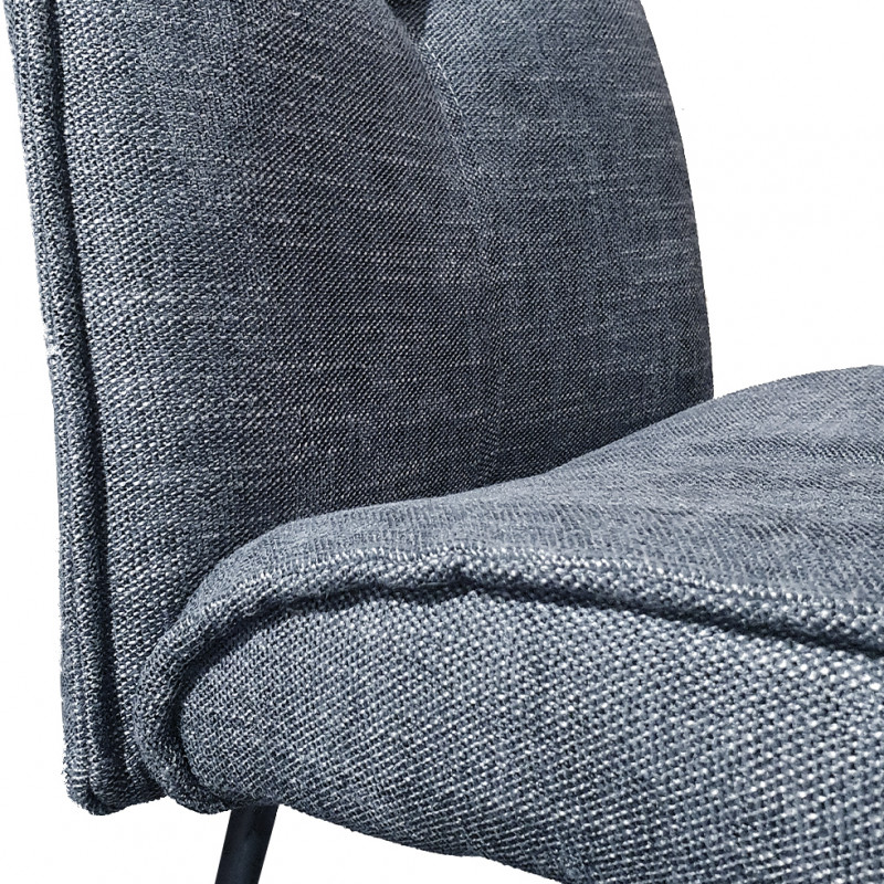 Chaise de bar en tissu gris avec piètement en métal noir mat - LUCKY