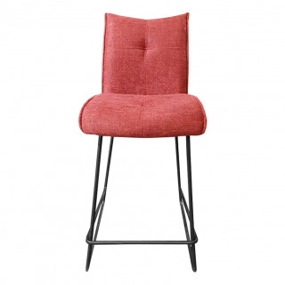 Chaise de bar en tissu rouge avec piètement en métal noir mat - LUCKY