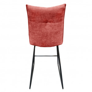Chaise de bar en tissu rouge avec piètement en métal noir mat - LUCKY