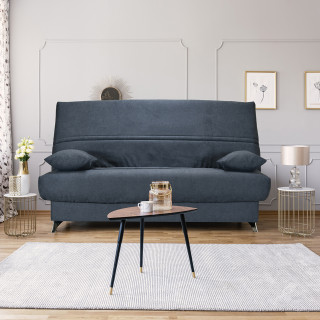 Clic clac 130x190 cm avec housse tissu gris anthracite matelas Bultex® épaisseur 14 cm pieds métal et 2 coussins déco - HAROLD