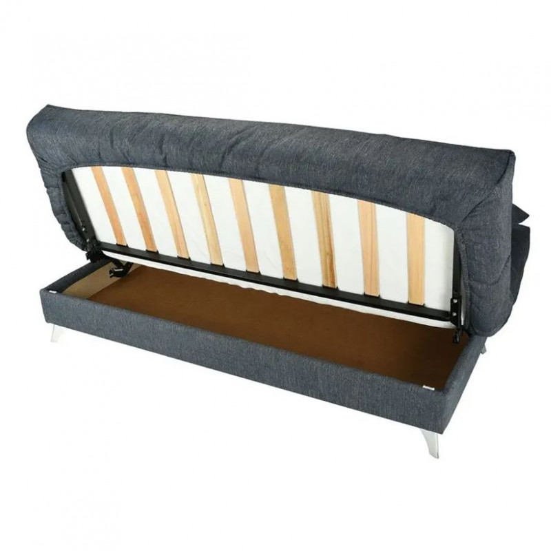 Clic clac 130x190 cm avec housse tissu jaune matelas Bultex® épaisseur 14 cm pieds métal et 2 coussins déco - HAROLD
