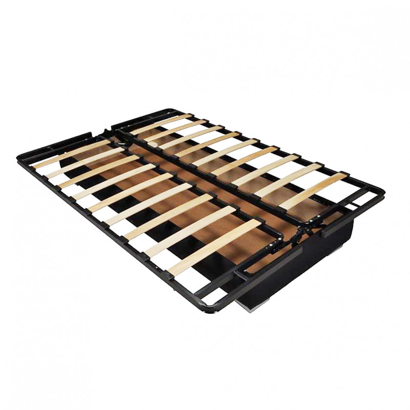 Clic clac 130x190 cm avec housse tissu bleu canard matelas Bultex® épaisseur 14 cm et 2 coussins déco - TEODORE