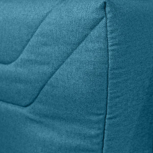 Banquette lit BZ 140x190 cm avec housse en tissu bleu canard matelas épaisseur 12 cm et 2 coussins déco - CYRIAC