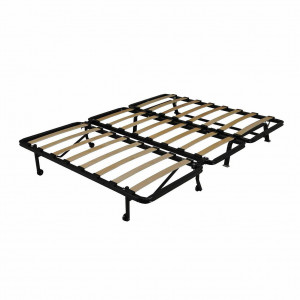 Banquette lit BZ 140x190 cm avec housse en tissu bleu canard matelas épaisseur 12 cm et 2 coussins déco - CYRIAC