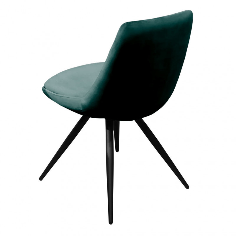 Lot de 2 chaises vintage en velours vert canard avec piètement en acier noir mat sans accoudoir - LOUNA