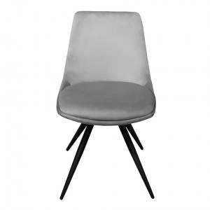 Lot de 2 chaises vintage en velours gris avec piètement en acier noir mat sans accoudoir - LOUNA