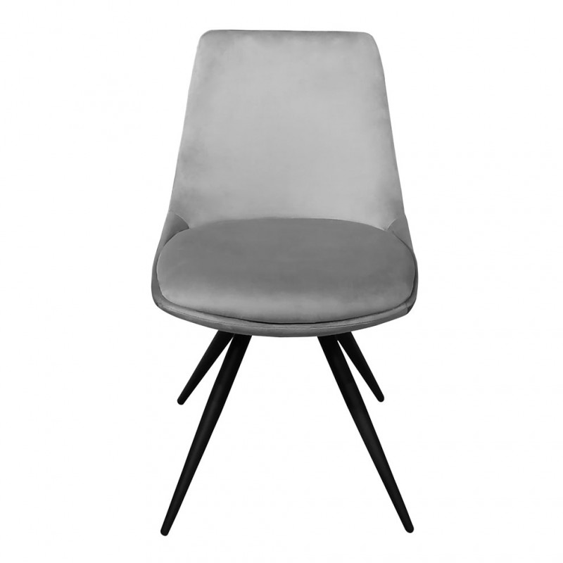 Lot de 2 chaises vintage en velours gris avec piètement en acier noir mat sans accoudoir - LOUNA