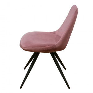 Lot de 2 chaises vintage en velours rose avec piètement en acier noir mat sans accoudoir - LOUNA