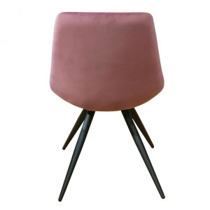 Lot de 2 chaises vintage en velours rose avec piètement en acier noir mat sans accoudoir - LOUNA