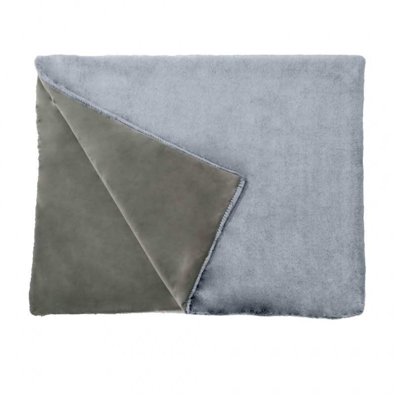 Plaid en fausse fourrure gris givré ultra doux 130x170 cm - LEVY