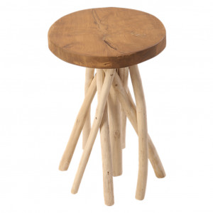 Tabouret / Table d'appoint en bois de teck - style naturel et ethnique - fabrication artisanale - OKTO