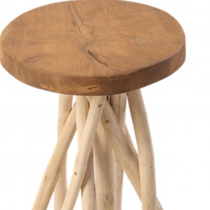 Tabouret / Table d'appoint en bois de teck - style naturel et ethnique - fabrication artisanale - OKTO