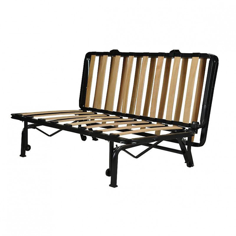 Banquette lit BZ 140x190 cm en tissu jaune et matelas 12 cm - CYRIAC