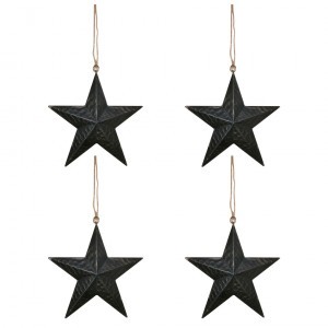 Lot de 4 étoiles décoratives en métal noir effet vieilli - DAKY 6811