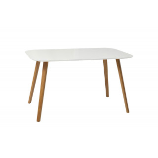Table rectangulaire 130 cm plateau blanc avec pieds en bois - JUNE