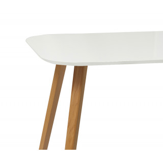 Table rectangulaire 130 cm plateau blanc avec pieds en bois - JUNE