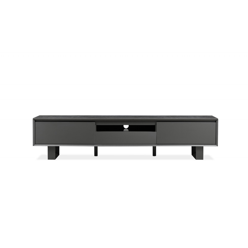 Meuble TV gris anthracite en céramique pieds métal 3 tiroirs - CERAMIK