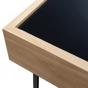 Table basse rectangulaire en bois et plateau en verre noir - GOU 6724