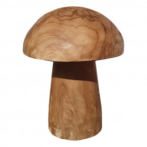 Sculpture petit champignon en bois de teck H26 cm Fabrication Artisanale et Naturelle - Objet de décoration - PLIZ