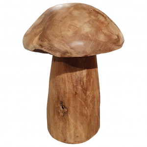 Sculpture grand champignon en bois de teck H36 cm Fabrication Artisanale et Naturelle - Objet de décoration - PLIZ