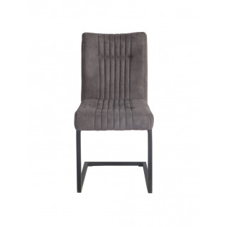 Lot de 2 Chaises velours gris anthracite et pieds métal noirs - VIVI