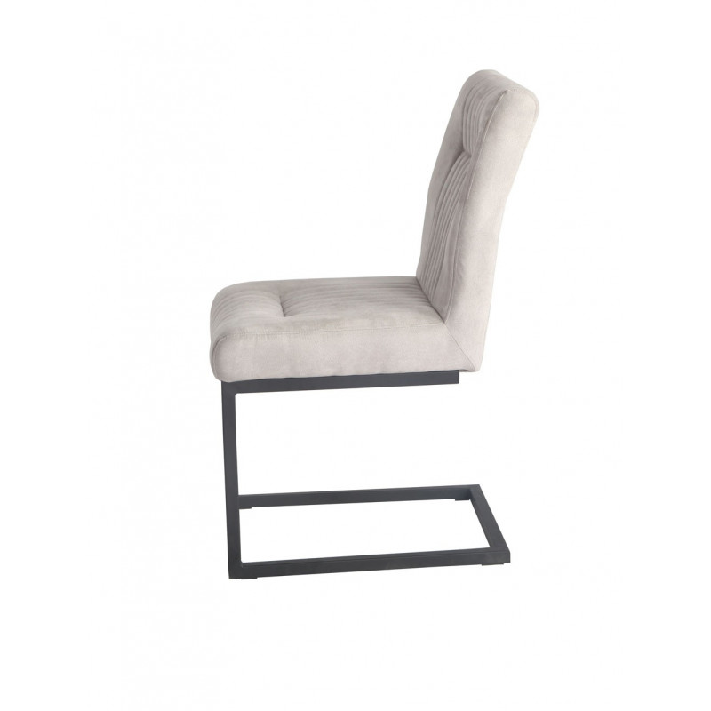 Chaise velours grise et pieds métal noirs - VIVI
