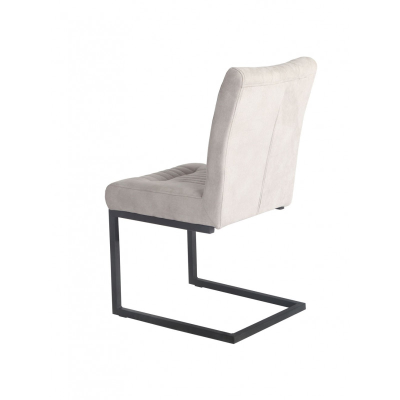 Lot de 2 chaises velours gris clair et pieds design métal noir - VIVI