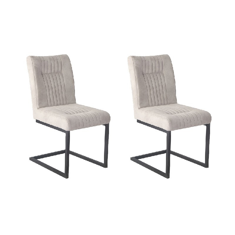 Lot de 2 Chaises velours gris clair - VIVI