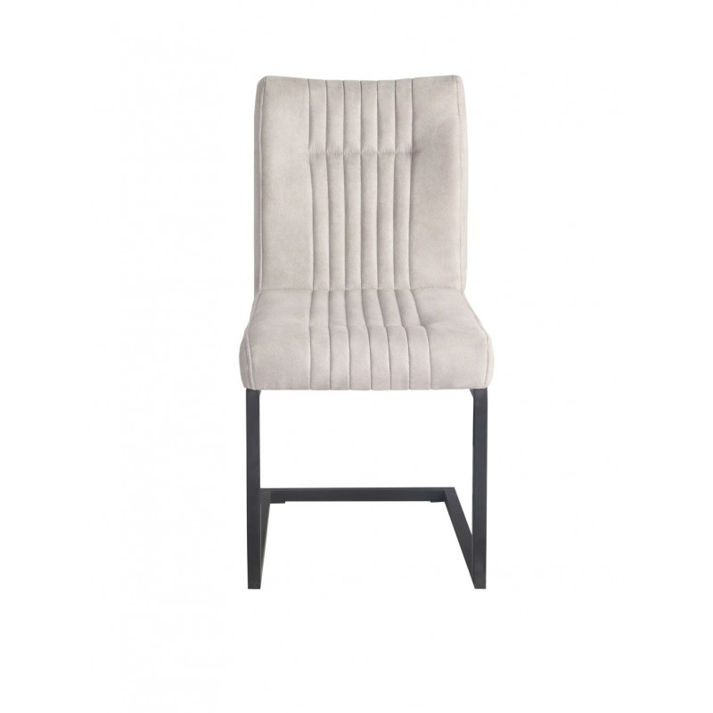 Lot de 2 chaises velours gris clair et pieds design métal noir - VIVI