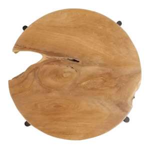 Table basse en bois de teck avec piètement croisé en fer noir - NORA