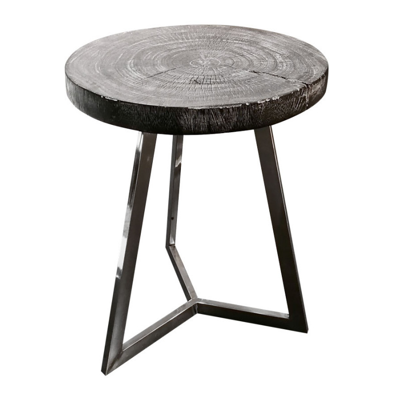 Bout de canapé/Table d'appoint en bois de teck peint en noir – REGLYS