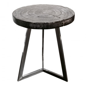 Bout de canapé/Table d'appoint en bois de teck peint en noir – REGLYS