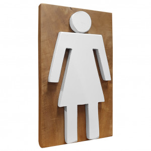 Paire de panneaux en bois de teck pour toilettes, pictogramme homme / femme H25 cm - HOFE